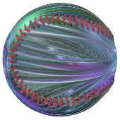 紫色の緑の花の抽象芸術モダンアートフラクタル ソフトボール (正面左)