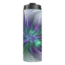 紫色の緑の花の抽象芸術モダンアートフラクタル タンブラー