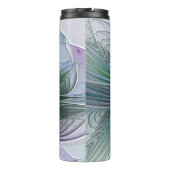 紫色の緑の花の抽象芸術モダンアートフラクタル タンブラー (裏面)