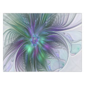 紫色の緑の花の抽象芸術モダンアートフラクタル テーブルクロス (正面(横))