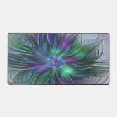 紫色の緑の花の抽象芸術モダンアートフラクタル デスクマット (正面)