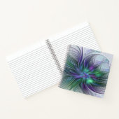 紫色の緑の花の抽象芸術モダンアートフラクタル ノートブック (内部)