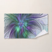 紫色の緑の花の抽象芸術モダンアートフラクタル バスタオルセット (ハンドタオル)