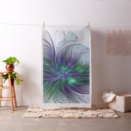 紫色の緑の花の抽象芸術モダンアートフラクタル ファブリック (インサイチュ)