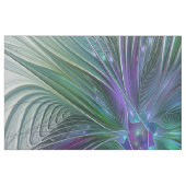 紫色の緑の花の抽象芸術モダンアートフラクタル ファブリック (ファットクウォーター)