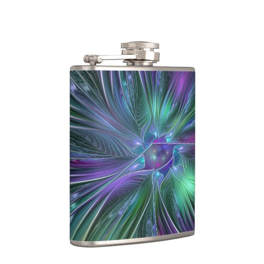 紫色の緑の花の抽象芸術モダンアートフラクタル フラスク (右)