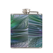 紫色の緑の花の抽象芸術モダンアートフラクタル フラスク (裏面)