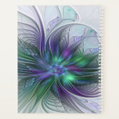 紫色の緑の花の抽象芸術モダンアートフラクタル プランナー手帳 (裏面)