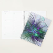 紫色の緑の花の抽象芸術モダンアートフラクタル プランナー手帳 (ディスプレー)