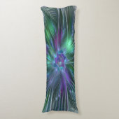 紫色の緑の花の抽象芸術モダンアートフラクタル ボディピロー (正面縦)