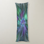 紫色の緑の花の抽象芸術モダンアートフラクタル ボディピロー (裏面 (縦))