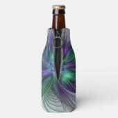 紫色の緑の花の抽象芸術モダンアートフラクタル ボトルクーラー (ボトル裏面)