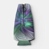 紫色の緑の花の抽象芸術モダンアートフラクタル ボトルクーラー (裏面)