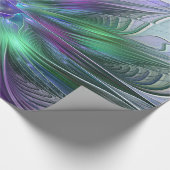 紫色の緑の花の抽象芸術モダンアートフラクタル ラッピングペーパー (角)