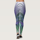 紫色の緑の花の抽象芸術モダンアートフラクタル レギンス (裏面)