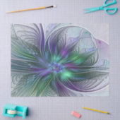 紫色の緑の花の抽象芸術モダンアートフラクタル 薄葉紙 (クラフト)