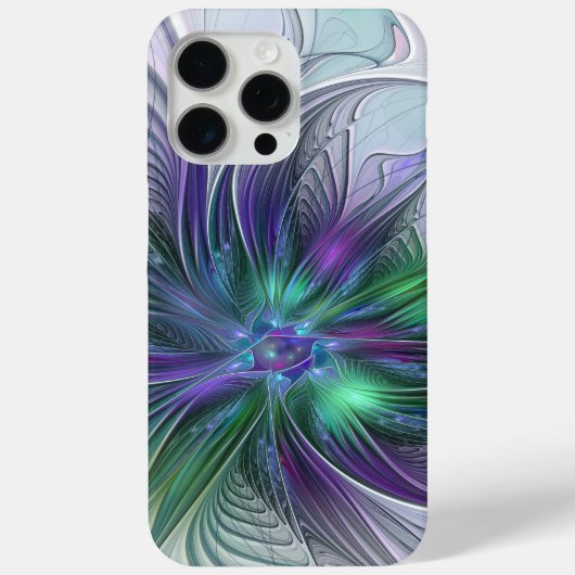 紫色の緑の花の抽象芸術モダンアートフラクタル Case-Mate iPhoneケース (裏面)