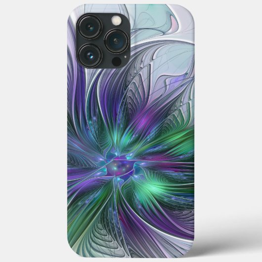 紫色の緑の花の抽象芸術モダンアートフラクタル Case-Mate iPhoneケース (裏面)
