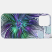 紫色の緑の花の抽象芸術モダンアートフラクタル Case-Mate iPhoneケース (裏面 (横))