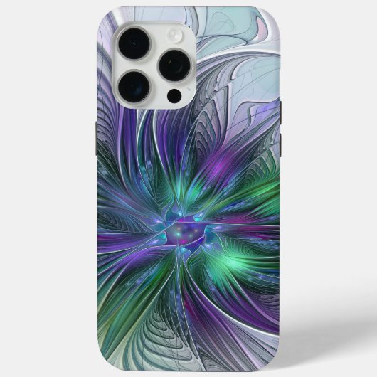 紫色の緑の花の抽象芸術モダンアートフラクタル Case-Mate iPhoneケース (裏面)