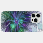 紫色の緑の花の抽象芸術モダンアートフラクタル Case-Mate iPhoneケース (裏面 (横))
