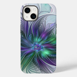 紫色の緑の花の抽象芸術モダンアートフラクタル Case-Mate iPhone 14ケース
