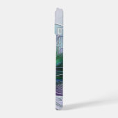 紫色の緑の花の抽象芸術モダンアートフラクタル iPhone 15ケース (左側面)