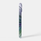 紫色の緑の花の抽象芸術モダンアートフラクタル iPhone 15ケース (右側面)