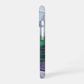 紫色の緑の花の抽象芸術モダンアートフラクタル iPhone 16ケース (左側面)