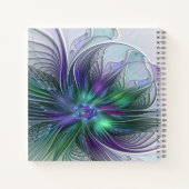 紫色の緑の花の抽象芸術モダンフラクタル名 ノートブック (裏面)