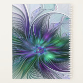 紫色の緑の花の抽象芸術モダンフラクタル名 プランナー手帳 (裏面)