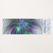 紫色の緑の花の抽象芸術モダンフラクタル名 ヨガマット (裏面(横))