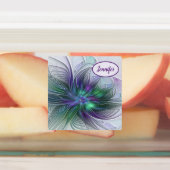 紫色の緑の花の抽象芸術モダンフラクタル名 ラベル (貼付)