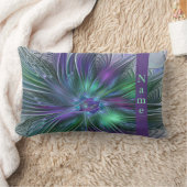 紫色の緑の花の抽象芸術モダンフラクタル名 ランバークッション (ブランケット)