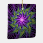 紫色の緑の花モダン抽象芸術フラクタル セラミックオーナメント (右)