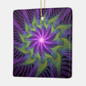 紫色の緑の花モダン抽象芸術フラクタル セラミックオーナメント (左)
