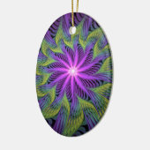 紫色の緑の花モダン抽象芸術フラクタル セラミックオーナメント (左)
