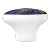 紫色の緑の花モダン抽象芸術フラクタル セラミックノブ (側面)
