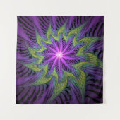 紫色の緑の花モダン抽象芸術フラクタル タペストリー (正面)