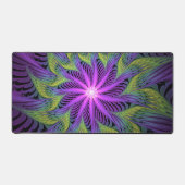 紫色の緑の花モダン抽象芸術フラクタル デスクマット (正面)