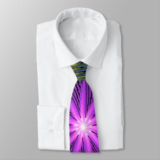 紫色の緑の花モダン抽象芸術フラクタル ネクタイ (タイ)