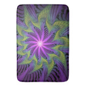 紫色の緑の花モダン抽象芸術フラクタル バスマット (正面縦)