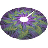 紫色の緑の花モダン抽象芸術フラクタル ブラッシュドポリエステルツリースカート (アングル)