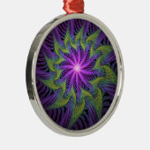 紫色の緑の花モダン抽象芸術フラクタル メタルオーナメント (右)
