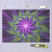 紫色の緑の花モダン抽象芸術フラクタル 薄葉紙 (クラフト)