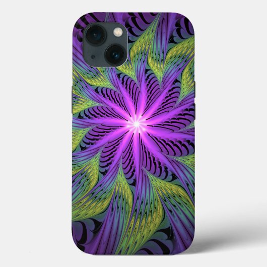 紫色の緑の花モダン抽象芸術フラクタル Case-Mate iPhoneケース (裏面)