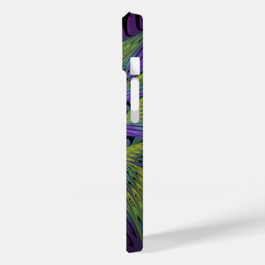 紫色の緑の花モダン抽象芸術フラクタル Case-Mate iPhoneケース (裏面 / 左)