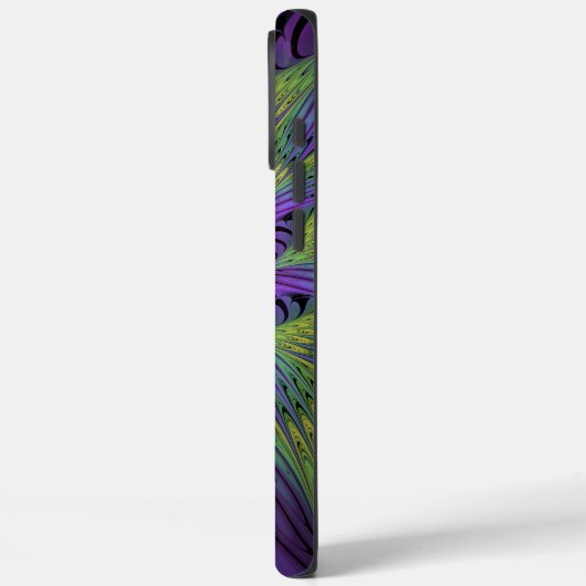紫色の緑の花モダン抽象芸術フラクタル Case-Mate iPhoneケース (裏面 / 左)