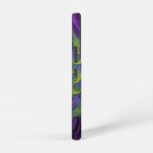 紫色の緑の花モダン抽象芸術フラクタル SAMSUNG GALAXYケース (右側面)