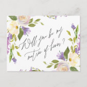 紫色の緑の草木の花柄は名誉のある私の婦人です インビテーションポストカード (正面)